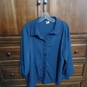Cato Navy Button-Up Blouse